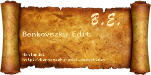 Benkovszky Edit névjegykártya
